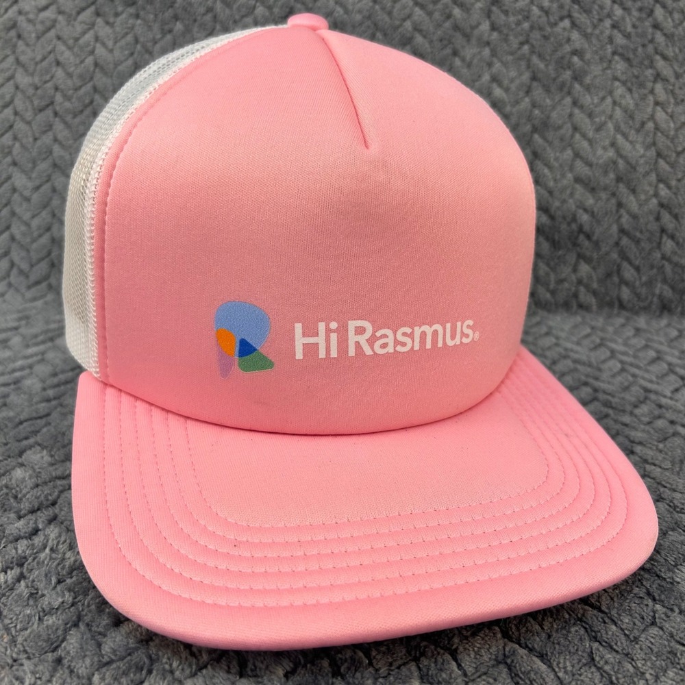 Hi Rasmus Logo Unisex Pink Big Accessories Trucker Hat Snapback Mesh OSFM
